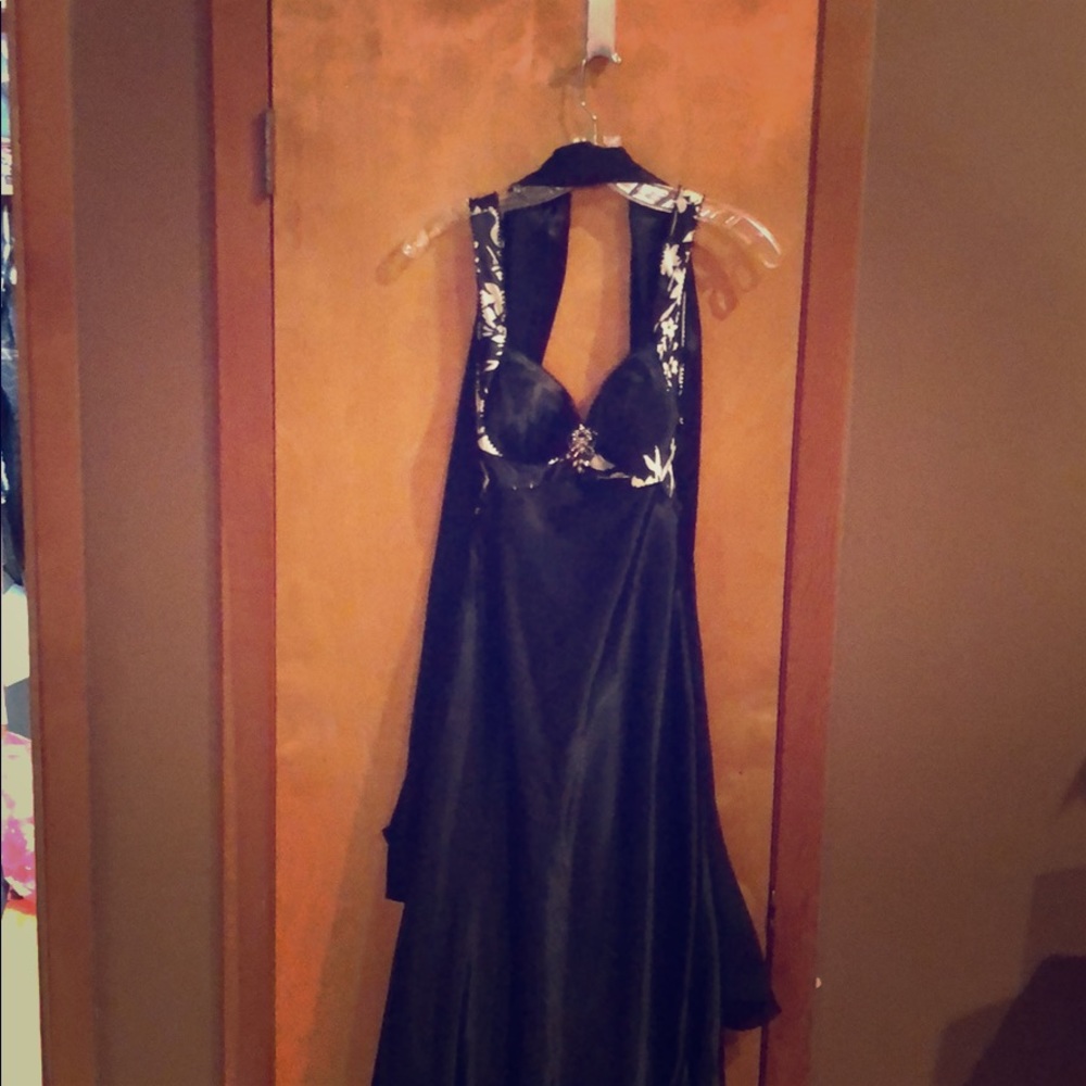 Black and white gown